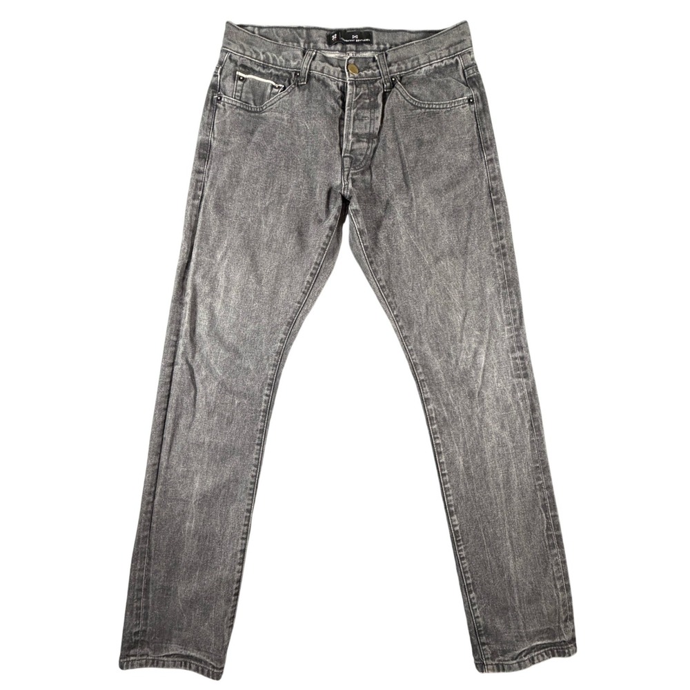 Combatant Gentlemen Mens 32x33 Slim‎ Grey Selvedge Denim Button Fly Jeans Pants